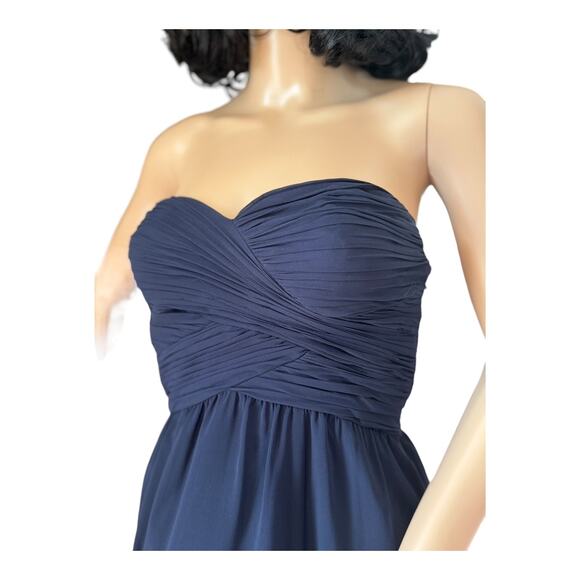 Ralph Lauren Navy Wrapped Bodice Sweetheart Strapless Chiffon Dress size 0 P - Picture 5 of 16